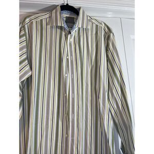 THOMAS DEAN TD SIZE‎ LARGE LONG SLEEVE BUTTON DOWN SHIRT STRIPES